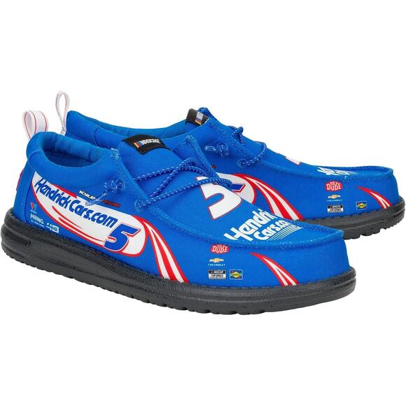 NWT HEYDUDE Mens HEYDUDE NASCAR Kyle Larson-Black/Electric Blue Size 8